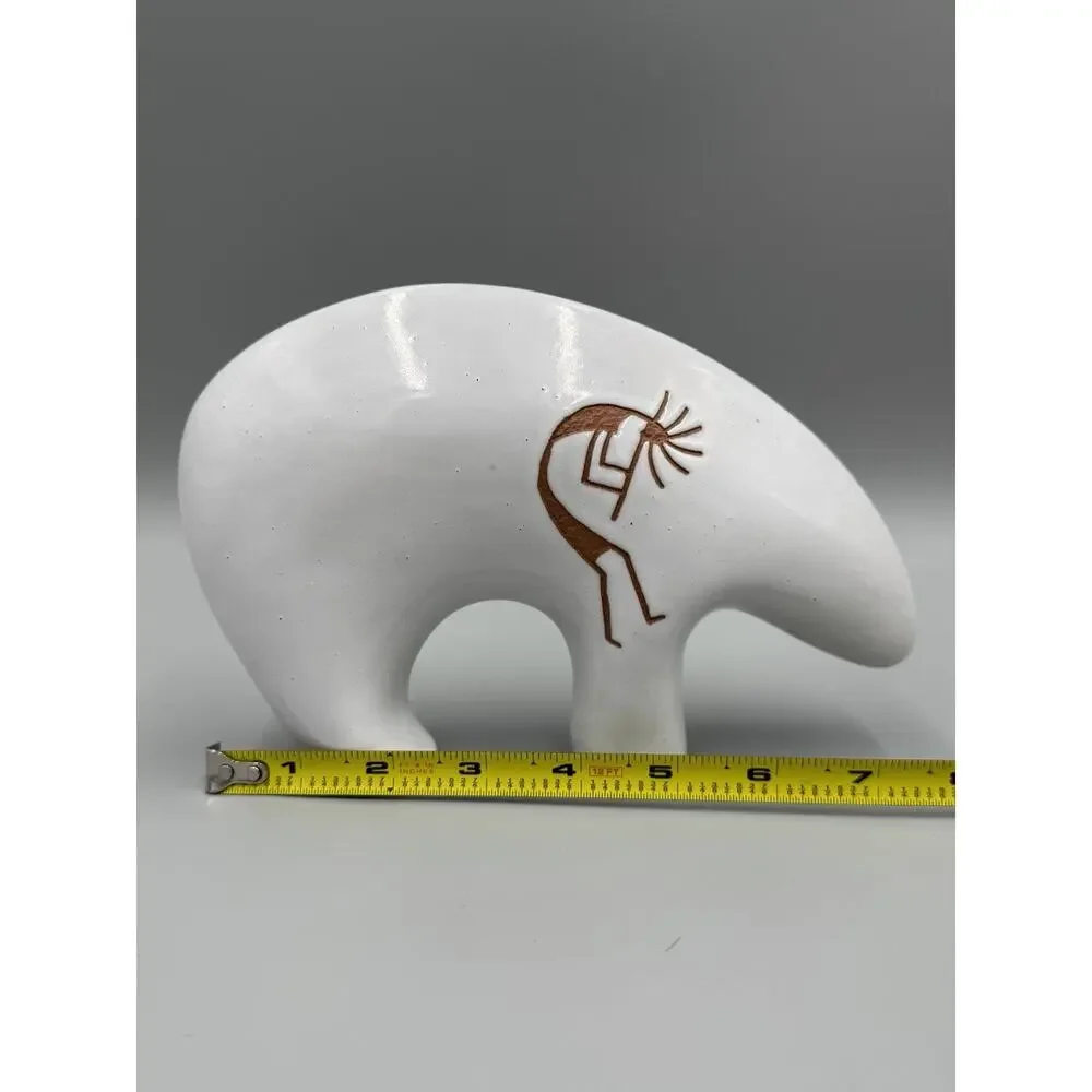 Native American Navajo Pottery Bear Figurine Spirt Aztec Design Vintage 1994